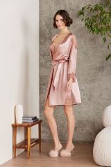 Pierre Cardin 6000 Saten Gecelik Sabahlık Pijama Takım Şort Takım 6'lı Gelin Çeyiz Seti