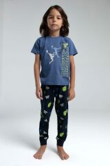 Roly Poly 3530 Garson Erkek Çocuk Bisiklet Yaka Kısa Kollu Pijama Takım