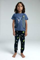 Roly Poly 3530 Garson Erkek Çocuk Bisiklet Yaka Kısa Kollu Pijama Takım