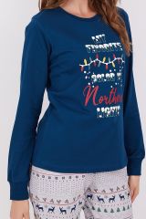 Roly Poly 2917 My Favorite Color Is Northern Nights Lacivert Kadın Uzun Kol Pijama Takım