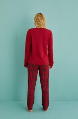 Gd Goldoremi 50902-47 Kadın İnspire Milan Kumaş Uzun Kol Ekoseli Pijama Takım