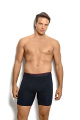 Jiber 268 Erkek 3'lü Pamuklu Likralı Uzun Boxer Lacivert - XL