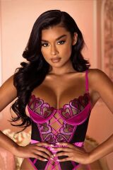 Gd Goldoremi 8427 Premium Kalp Desenli Babydoll Takım Gecelik Fantezi Takım