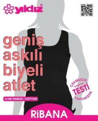 Yıldız 2038 Siyah Geniş Askılı Biyeli Ribana Kadın Atlet