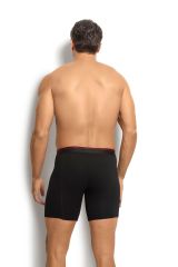 Jiber 268 Erkek 3'lü Pamuklu Likralı Uzun Boxer Siyah - XL