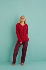 Gd Goldoremi 50902-55 Urban Style Milan Kumaş Uzun Kol Ekoseli Pijama Takımı