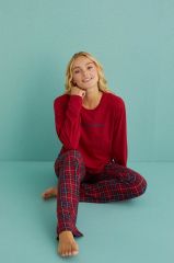 Gd Goldoremi 50902-55 Urban Style Milan Kumaş Uzun Kol Ekoseli Pijama Takımı
