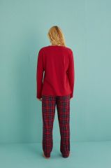 Gd Goldoremi 50902-55 Urban Style Milan Kumaş Uzun Kol Ekoseli Pijama Takımı