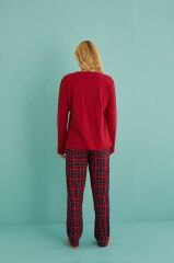 Gd Goldoremi 50902-55 Urban Style Milan Kumaş Uzun Kol Ekoseli Pijama Takımı