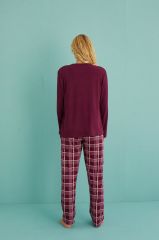 Gd Goldoremi 50902-54 Kadın Sleep Mode Milan Kumaş Uzun Kol Ekoseli Pijama Takım
