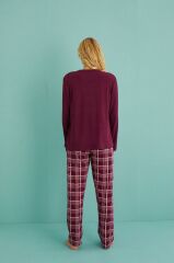 Gd Goldoremi 50902-54 Kadın Sleep Mode Milan Kumaş Uzun Kol Ekoseli Pijama Takım