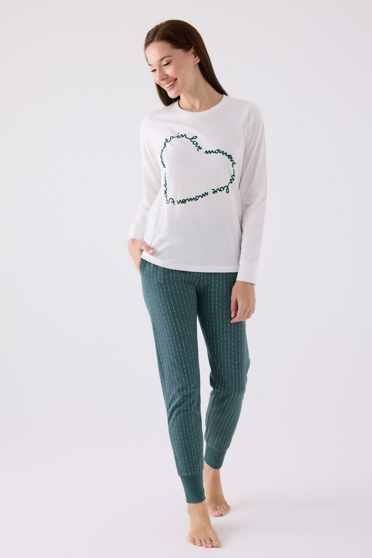 Arnetta 3050 Kadın Love Uzun Kol Pijama Takım