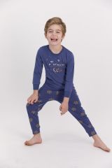 Arnetta 1560 Snow Funny İndigo Erkek Çocuk Uzun Kol Pijama Takımı