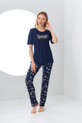 Pjs 24163 Kadın Desenli Pijama Takım