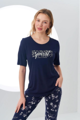 Pjs 24163 Kadın Desenli Pijama Takım