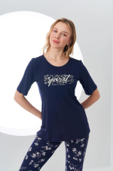 Pjs 24163 Kadın Desenli Pijama Takım