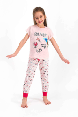 Roly Poly 2460 Kız Çocuk Garson Collect Somon Kısa Kol Pijama Takımı