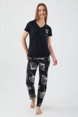 Pierre Cardin 8583 Kadın Wanderful Siyah Kısa Kol Pijama Takım
