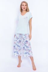 Arnetta 1899 Çiçek Desenli Nil Dantel Detaylı Kadın Pijama Takımı