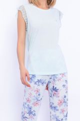 Arnetta 1899 Çiçek Desenli Nil Dantel Detaylı Kadın Pijama Takımı