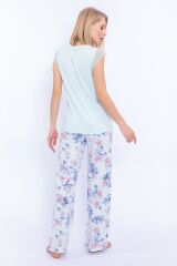 Arnetta 1899 Çiçek Desenli Nil Dantel Detaylı Kadın Pijama Takımı