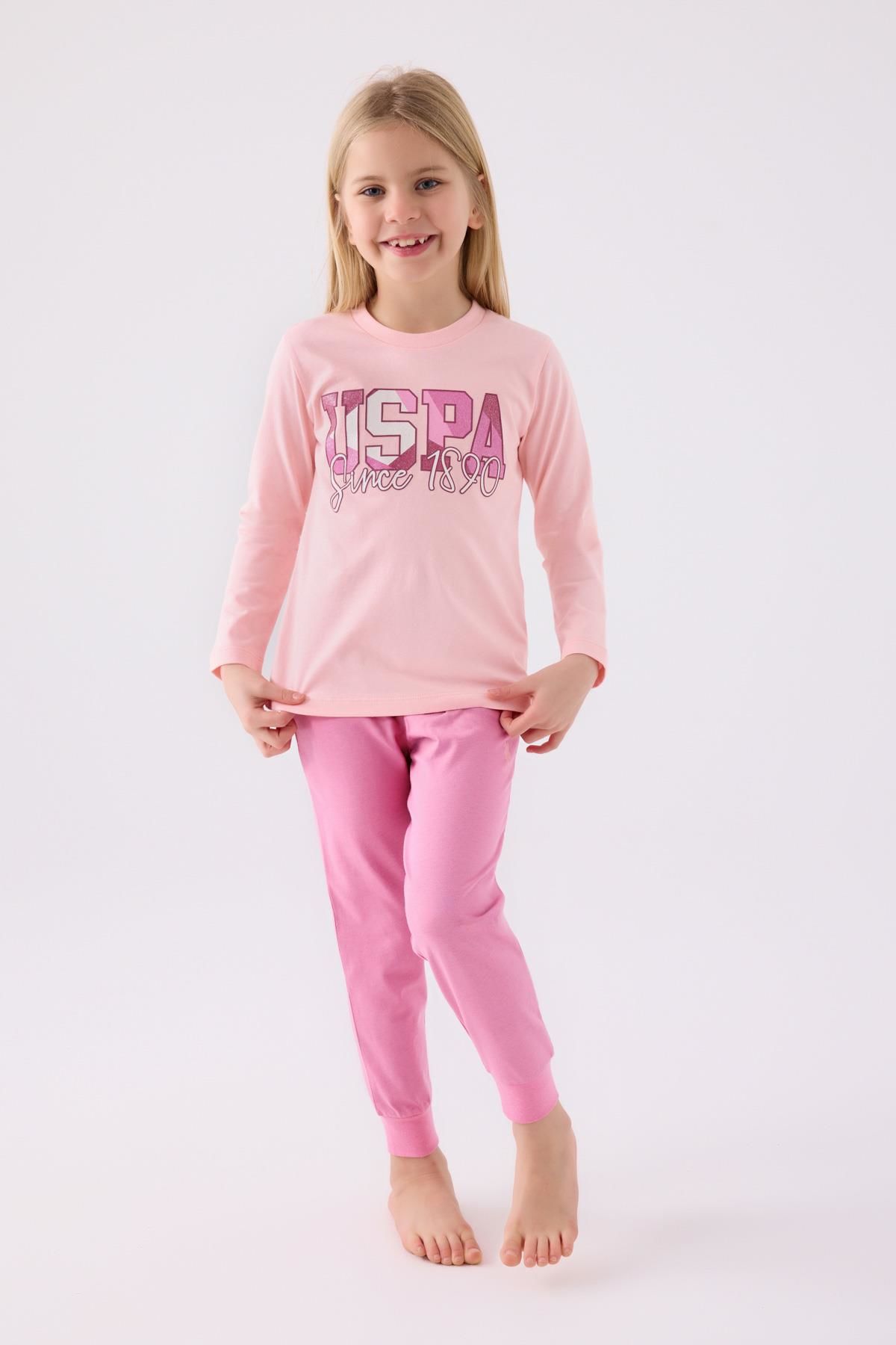 U.S. Polo Assn. 1984 Garson Kız Çocuk Pembe Uzun Kol Pijama Takım