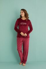 Gd Goldoremi 13309-5 Kadın Stronger Uzun Kol Kadife Pijama Takım