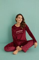 Gd Goldoremi 13309-5 Kadın Stronger Uzun Kol Kadife Pijama Takım
