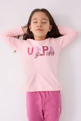 U.S. Polo Assn. 1970 Garson Since 1890 Kız Çocuk Pembe Uzun Kol Pijama Takım