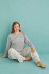Gd Goldoremi 50802-19 Büyük Beden Kadın Amazing Milan Kumaş Pijama Takım