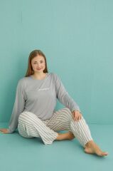 Gd Goldoremi 50802-19 Büyük Beden Kadın Amazing Milan Kumaş Pijama Takım