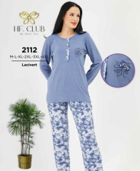 HF Club 2112 Kadın Önden Düğmeli Uzun Kollu Pijama Takımı