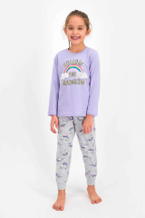 Roly Poly 2455 Kız Çocuk Follow The Rainbow Lila Uzun Kol Pijama Takımı