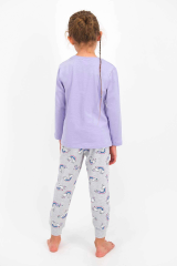 Roly Poly 2455 Kız Çocuk Follow The Rainbow Lila Uzun Kol Pijama Takımı