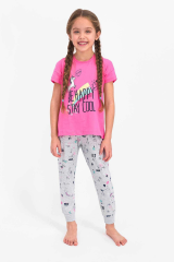 Roly Poly 2451 Kız Çocuk Be Happy Stay Cool Kısa Kol Pijama Takımı