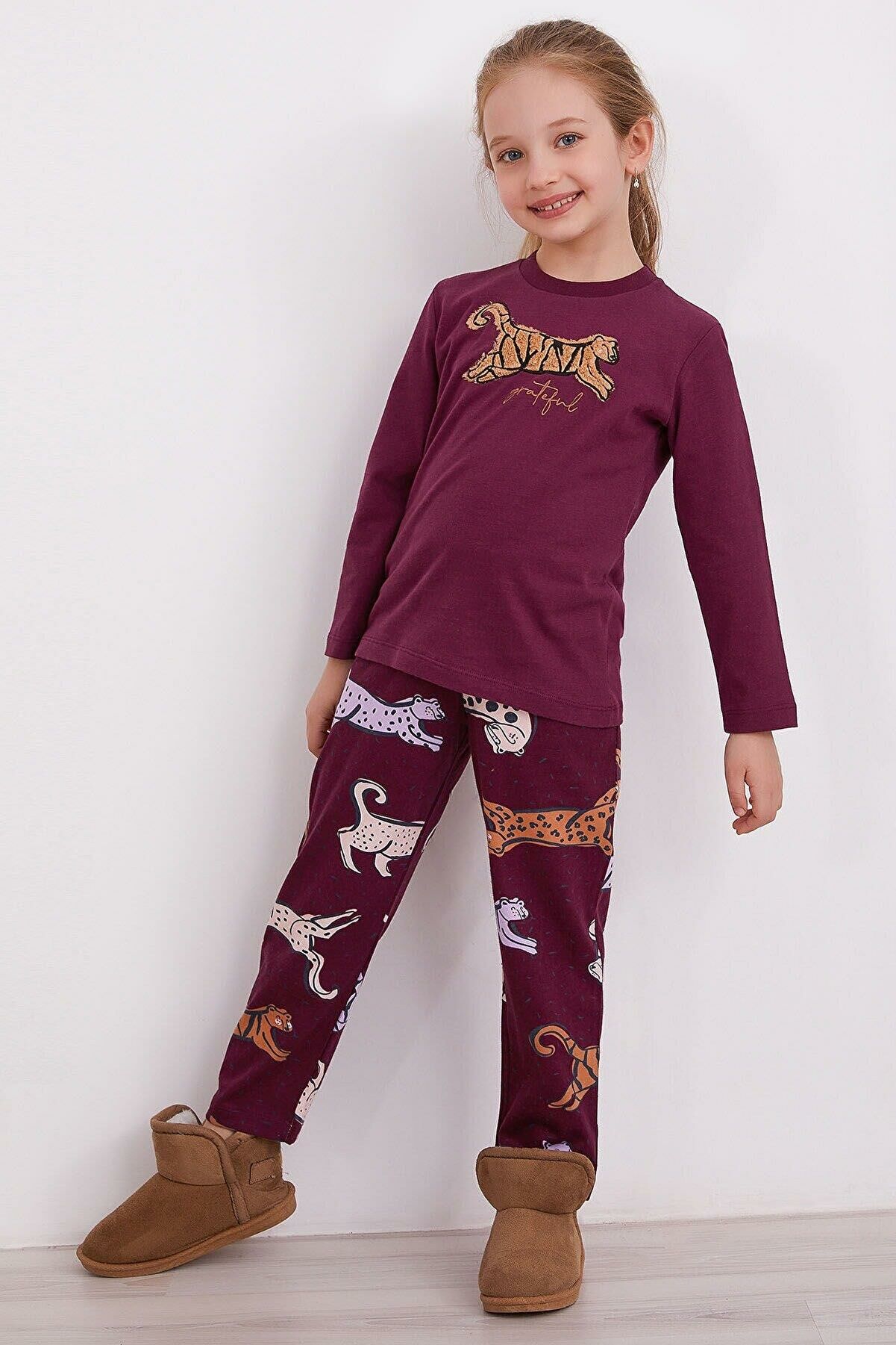 Arnetta 2169 Garson Grateful Mor Kız Çocuk Uzun Kol Pijama Takım