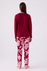 Pierre Cardin Paris 8865 Enjoy The Now Kadın Bordo Uzun Kol Pijama Takım
