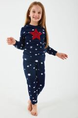 Arnetta 2271 Garson Shine Lacivert Kız Çocuk Uzun Kol Pijama Takım