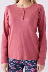 Pierre Cardin Paris 8903 Kadın Çiçek Desen Yaka Düğmeli Uzun Kol Pijama Takım