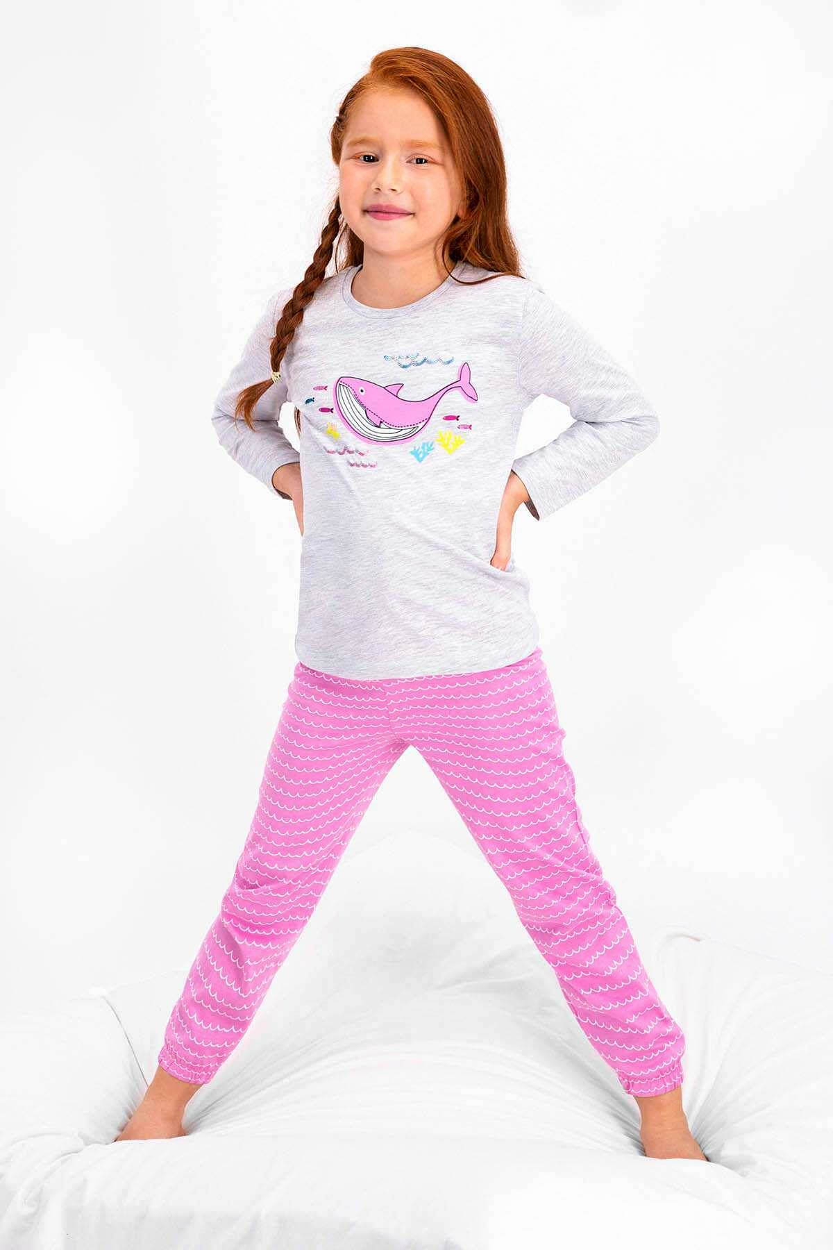 Roly Poly 2446 Kız Çocuk Garson Fishes Uzun Kol Pijama Takımı