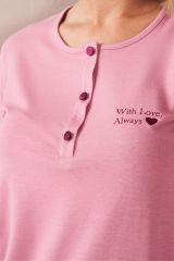 Pjs 26008 With Love Always Kadın Patlı Çizgili Uzun Kollu Pijama Takım