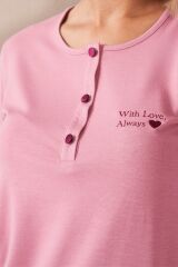 Pjs 26008 With Love Always Kadın Patlı Çizgili Uzun Kollu Pijama Takım