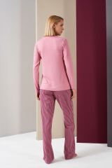Pjs 26008 With Love Always Kadın Patlı Çizgili Uzun Kollu Pijama Takım