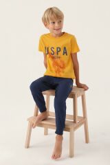 U.S. Polo Assn. 1739 Lisanslı Hat Hardal Erkek Çocuk Pijama Takımı