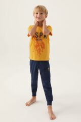 U.S. Polo Assn. 1739 Lisanslı Hat Hardal Erkek Çocuk Pijama Takımı