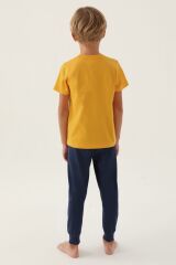 U.S. Polo Assn. 1739 Lisanslı Hat Hardal Erkek Çocuk Pijama Takımı
