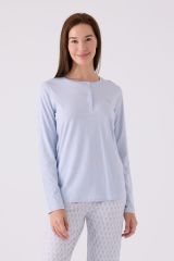 Pierre Cardin Paris 8888 Kadın Uzun Kol Yaka Düğmeli Desenli Pijama Takım
