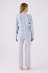 Pierre Cardin Paris 8888 Kadın Uzun Kol Yaka Düğmeli Desenli Pijama Takım