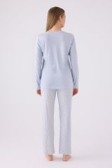 Pierre Cardin Paris 8888 Kadın Uzun Kol Yaka Düğmeli Desenli Pijama Takım