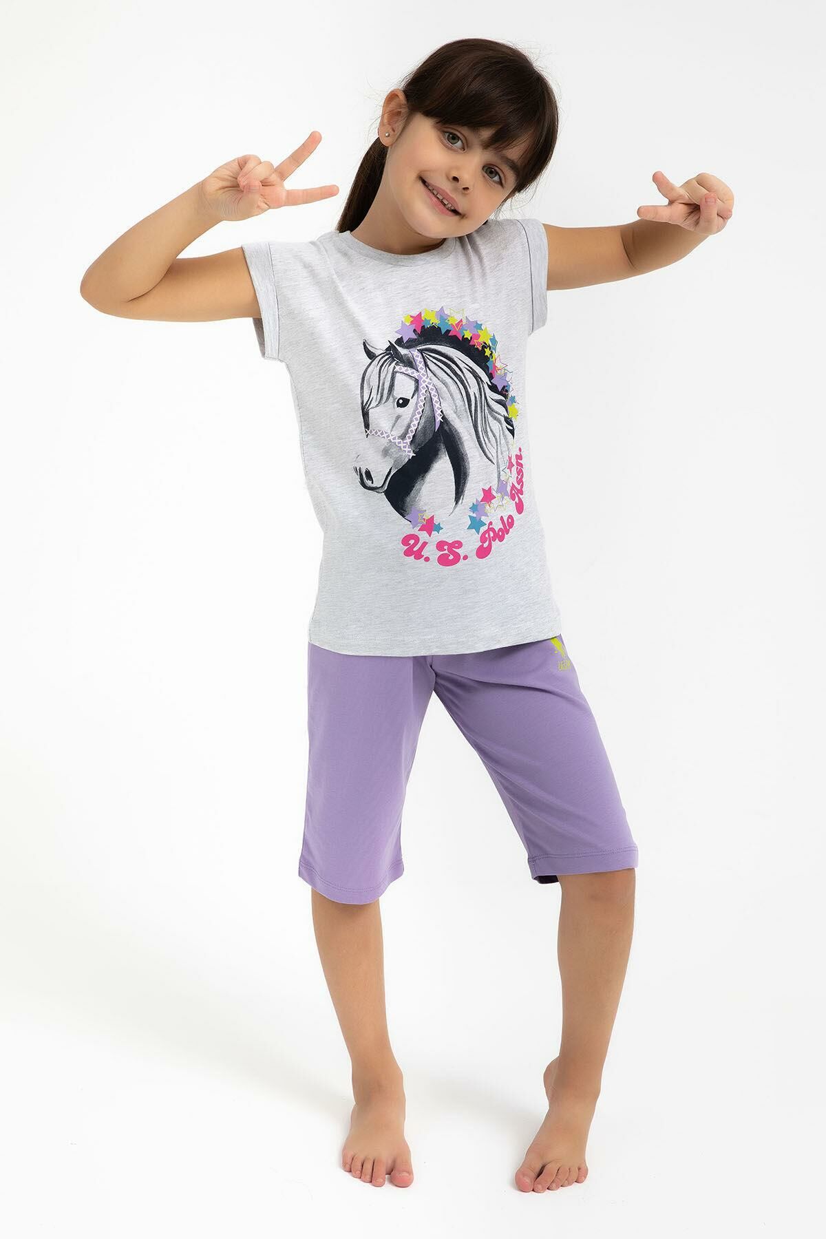 U.S. Polo Assn 1049 Stars Kız Çocuk Kapri Takım